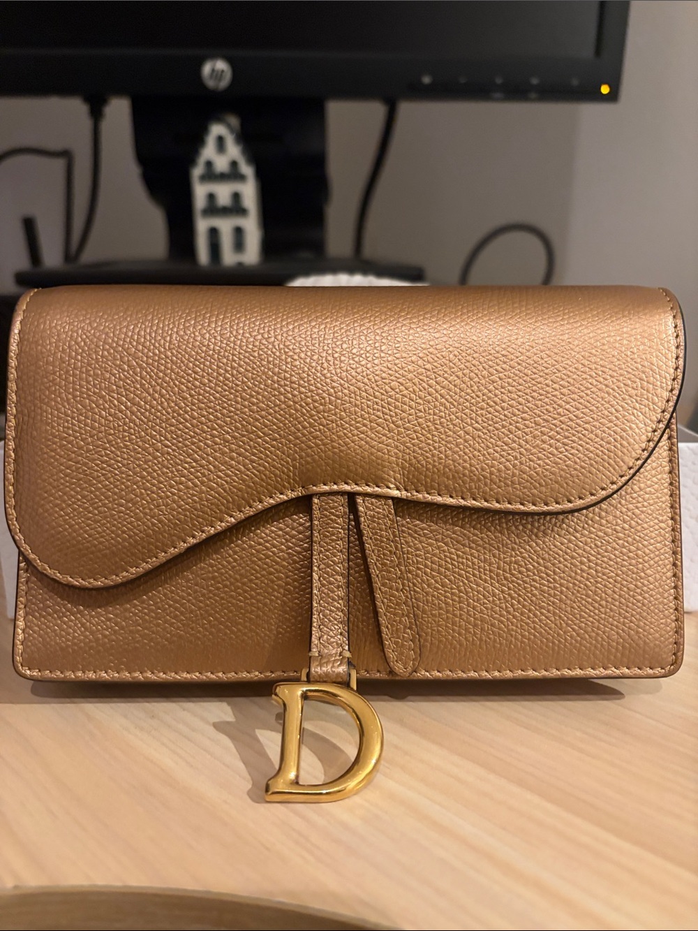 Dior Rose Gold Mini Shoulder Bag with Gold D Charm